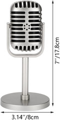 Classic Retro Style Microphone Prop with Stand, Fake Vintage Microphone Decor fo