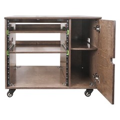 Sound Town 11U Plywood Studio Rack Slide-Out Trays Weathered Brown SDRK-CR11B