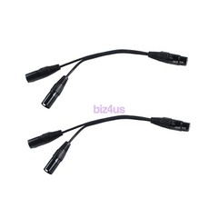 3Pin XLR Female Jack To Dual 2 Male Plug Y Splitter Cable Adapter Microphone USA