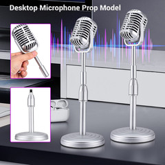 Vintage Desktop Microphone Prop Model with Adjustable Stand, Classic Retro Style