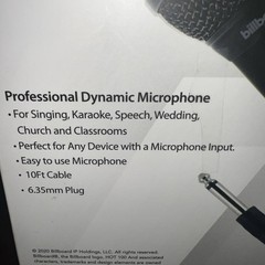 Billboard Dynamic Microphone- For Any Device w/1/4″ 🎤 Input, 10 Foot Cord, New