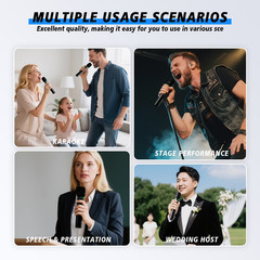 Dual Wireless Microphone Handheld Dynamic Microphone for Karaoke Singing, Party,