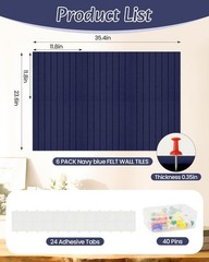 36″x24″Stripe Acoustic Foam Panels, 6 Pack Sound Narrow Stripes 6pcs Dark Blue