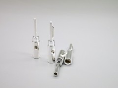 4x SILVER plated 5mm Speaker Cable BANANA PLUG Screw Connector