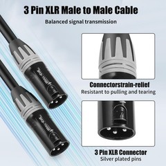 2 Pack 25 ft XLR Male to Male 3Pin Balanced Patch Cables 22 AWG OFC Mixers