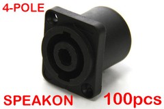100 x 4-Pole Female Panel Mount Square Pro Speakon Solder Connector Head Socket