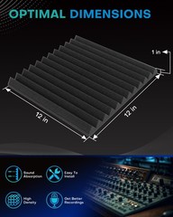 48 Pack Sound Proof Foam Panels for Walls with Self Adhesive, 12x12x1 Acousti…