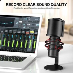 Pop Filter, [Upgraded Three Layers] Metal Mesh & Foam & Etamine Layer Microph…