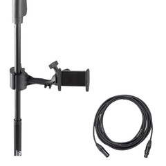 Mic Stand Smartphone Holder + 15ft Production Grade XLR Cable Vocal Stage Bundle