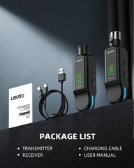 Wireless Microphone System 4 Channel XLR Transmitter Receiver Dynamic/Phantom