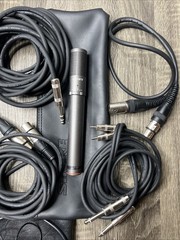 SONY ECM-23F II 2 Condenser Pro Microphone Pair Tested W/ All Hookups Cables Lot