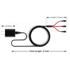 USB C Charging Cable for Rode Wireless Go 2 / Ii Microphone System, 3-In-1 Type-