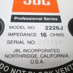SINGLE – JBL 2226J Pro Series 15″ Speaker 16-Ohm 600-Watt Woofer 2226 J #1021