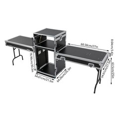 14U PA DJ Rack DJ Cabinet with 2 Table Tops Network Pro Stereo Rack with 4 Wheel
