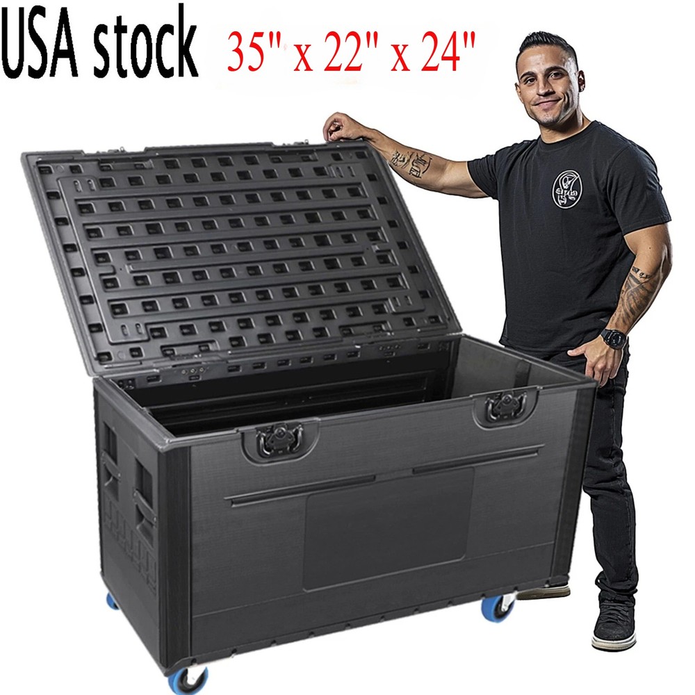 Cable Trunk ATA Road Case Utility Road Trunk Flight Case w/ Wheels for Pro Audio