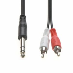 15FT 1/4″ (6.35mm) Stereo Male to 2-RCA L+R Male Plug Dj Guitar Cable Audio Cord