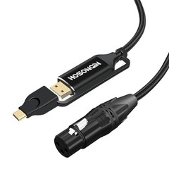 XLR to USB C Cable 3.3FT 2-in-1 XLR Female to USB Type A C Recording