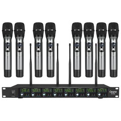 Wireless Microphone System 8 Handheld Metal Dynamic Mic UHF Church School Party