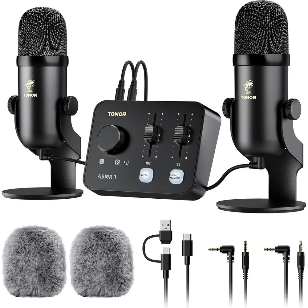 Microphone Equipment Bundle with Audio Interface, Immersive 3D Stereo Audio