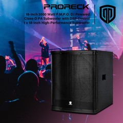 PRORECK 18″ Powered PA Sub 3000W Class-D Outdoor Mega Party Event Bass Sound