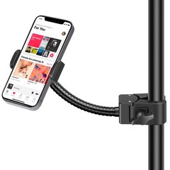 Mic Stand Phone Holder, Flexible Gooseneck Mount Clamp for Microphone Boom Ar…