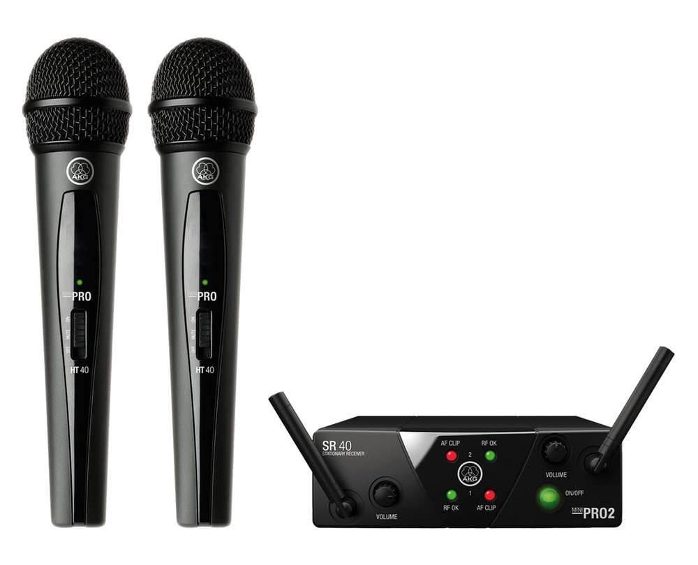 AKG WMS40 Mini Dual Vocal Set Wireless Handheld Microphone System (Band A/C)