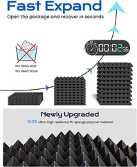12 Pack Pyramid Sound Proof Foam Panels with Self-Adhesive, 12″ X 12″ X 1″ Acous