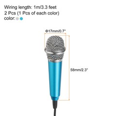 2Pcs Mini Microphone Tiny Microphone for Phone Blue, Silver