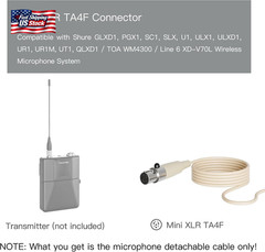 J K Mini XLR TA4F Detachable Cable for JK MIC-J 071S Headset Headworn Microphone