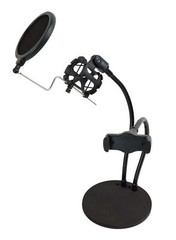 Technical Pro LiveShow2M Zoom Stream Broadcast Podcast Stand w/Phone+Mic Holder