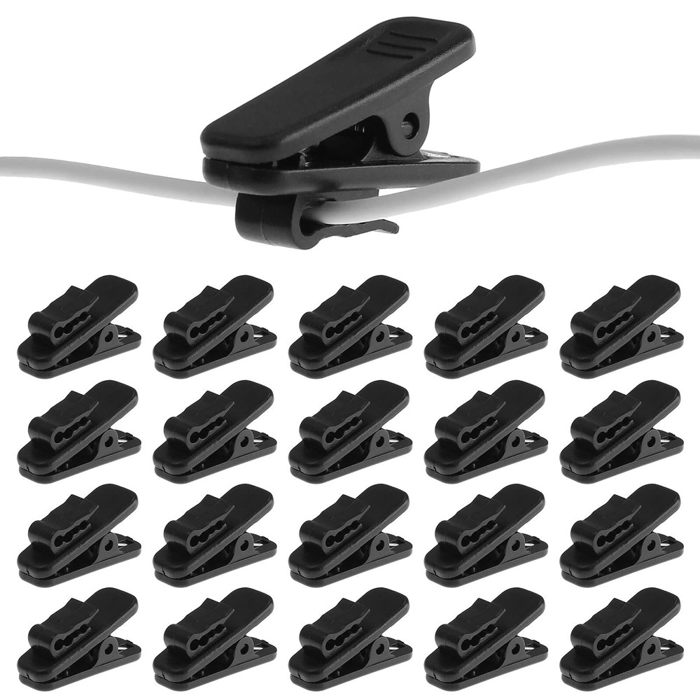 24 Pack Lapel Mic Clip Headset Wire Clips Clothing Earbud Clip for Most Headset