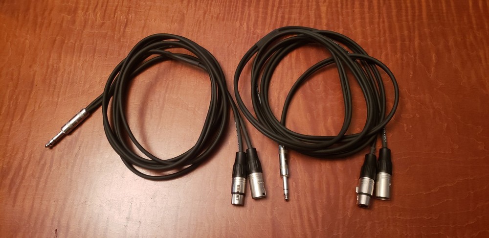 PAIR Pro Co MusicMover 10ft 1/4in TRS Male to XLR Male & XLR Female Cables USA