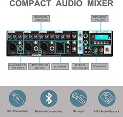 PRORECK MX10 1600W 6-channel Powered Bluetooth Mixer with 10inch Passive Speaker