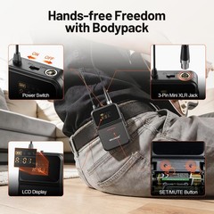 4-Channel Wireless Microphone System,UHF Cordless Mic Set w/ 4×10 Frequencies…