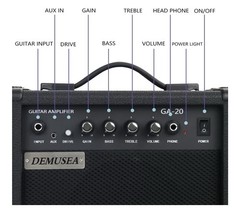 Demusea 20W Pro Electric Guitar Black Amplifier Amp Practice Small 20W,