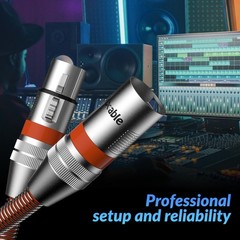 Premium 30ft XLR Mic Cable Heavy Duty 22AWG OFC Shielded 3-Pin Zinc Alloy Con…