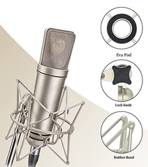SUUNTOK Mic Shock Mount Fits Neumann U87 Ai U89 TLM 67 Metal 180° Champagne