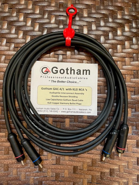 Gotham GAC-4/1 Audiophile Interconnect Cables with KLEI RCA’s – 4 Meter Pair