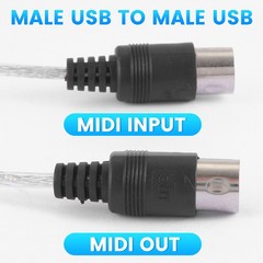 USB MIDI Cable Adapter, USB Type A Male to MIDI Din 5 Pin In-Out Cable7626