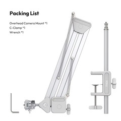 Overhead Camera Mount Microphone Stand Detachable C-clamp 2KG Load for Camera Mi