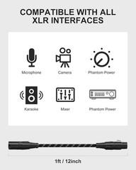 Short XLR Cables 1ft 2 Pack, Microphone Cable Balanced Shielded Nylon…