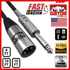 XLR 3-Pin Male to 1/4″ Plug TS Microphone Mono Cable Unbalanced Shielded Audio