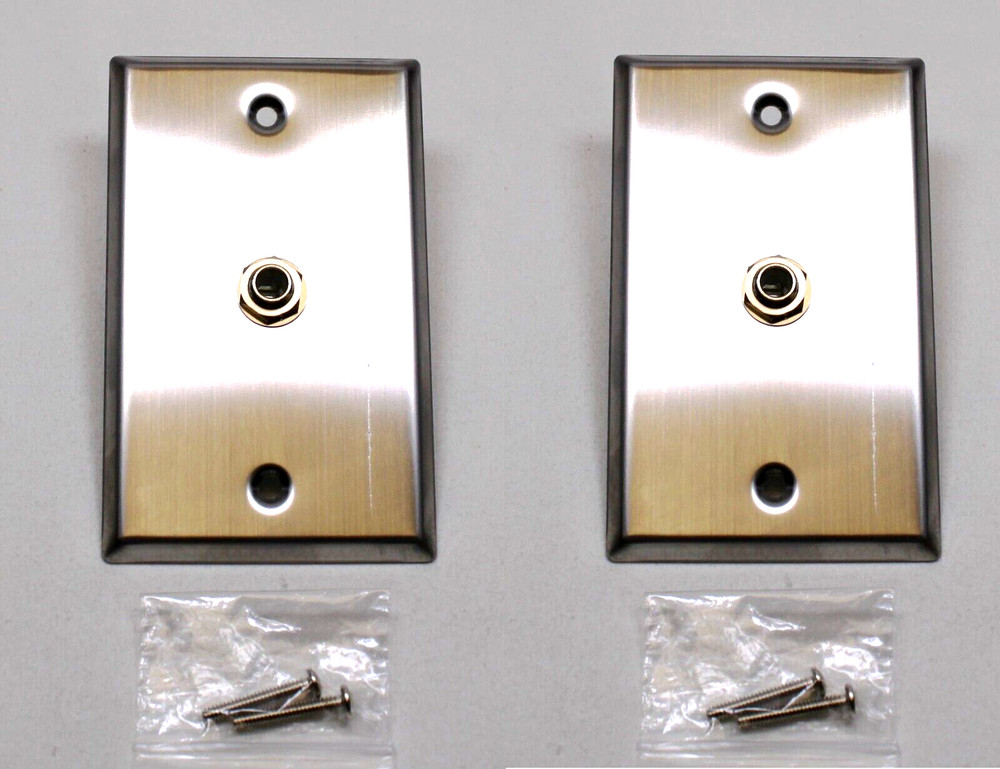 (2) Two Single Wall Plates w/NEUTRIK REAN NYS229 Mono 1/4″ Jack Stainless Steel