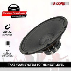 5Core 12 Inch Raw Sub Woofer Home 8 Ohms Woofer Replacement for Audio DJ Speaker