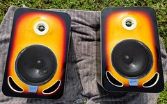 Gibson LP8 Powered Active Monitors Pair wCovers stands Flamed arch 100th Set LP-