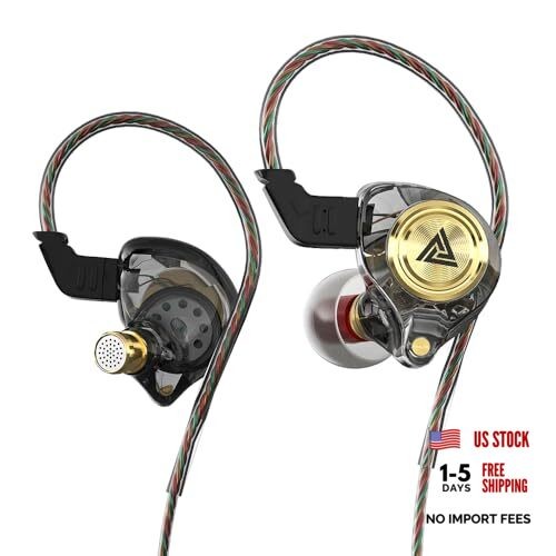 Wired Gaming Earbuds, Ak3file in Ear Monitors, Deep Bass Sound Wired Black
