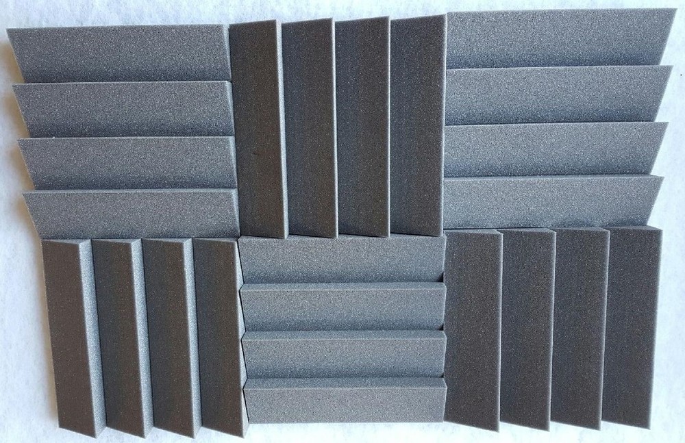 3 pack Acoustic Foam Slanted Tiles 2 x 12 x 12 (charcoal) * FREE SHIPPING