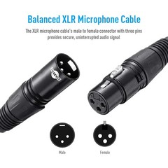 Professional XLR Microphone Cable 6 Feet | Male to Female, Noise Cancelling Tech