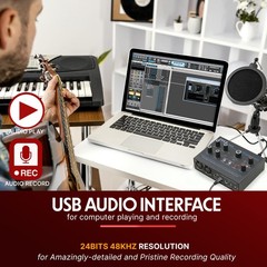 Pyle Professional USB Audio Interface with MIC, Guitar, AUX Stadard, Standard
