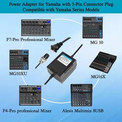 SMSZQR AC17VX2 1500mA Power Adapter for Yamaha with 3-Pin Connector Plug